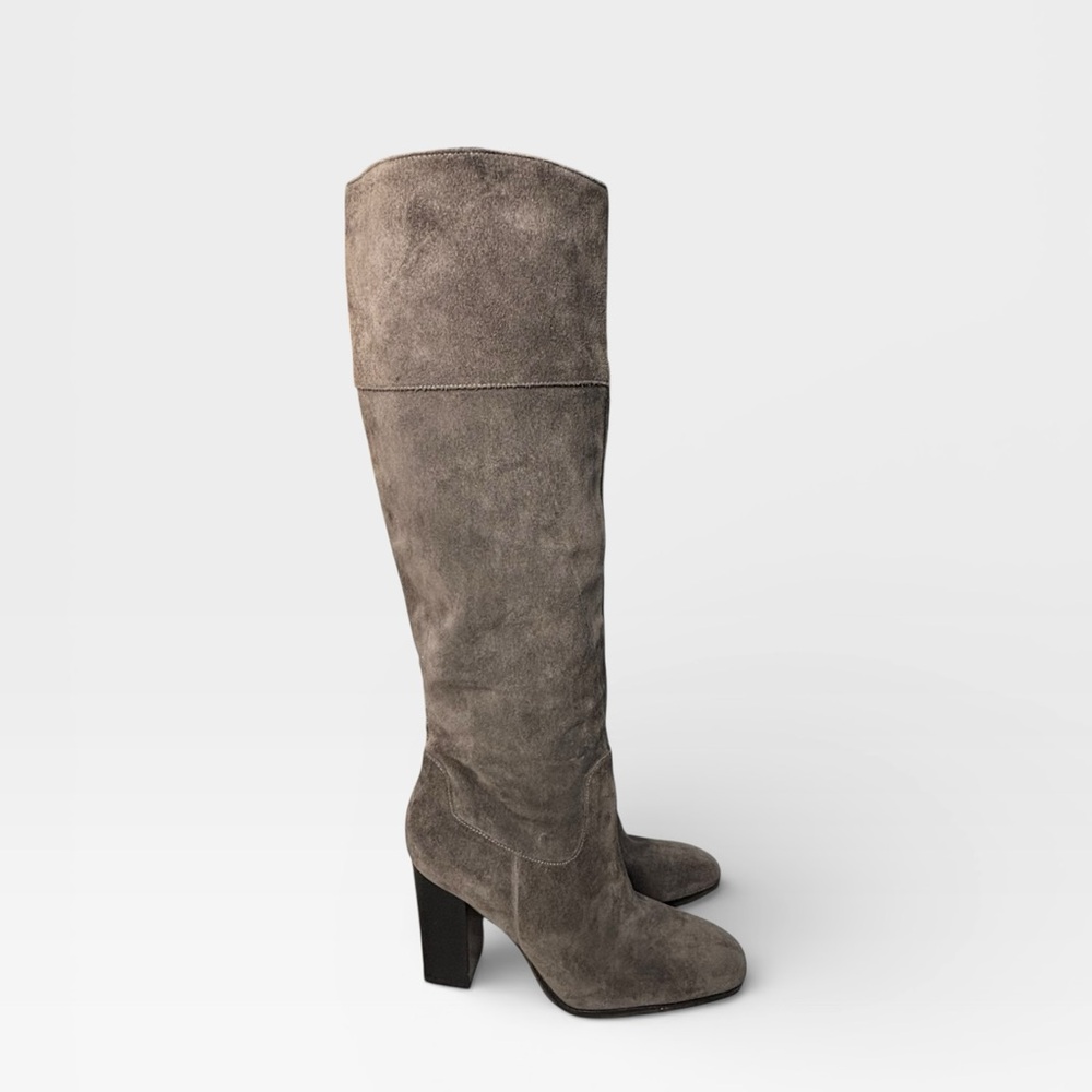 Marc Fisher Grey Suede Netty Over the Knee Heeled Boots Size 8.5